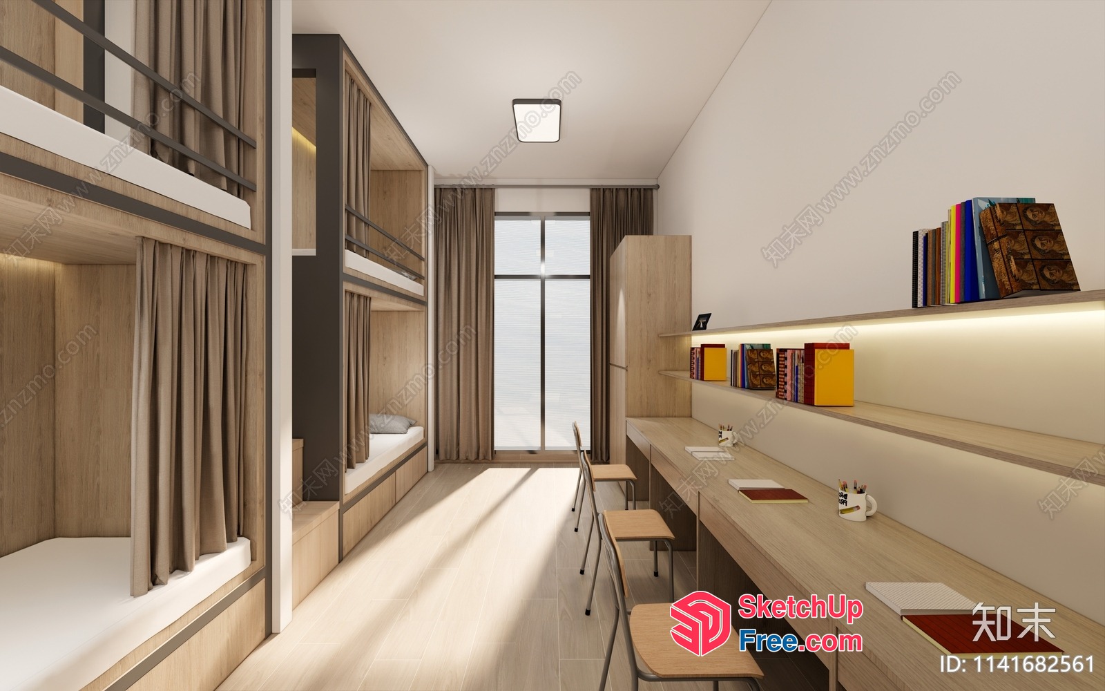 Modern Minimalist Dormitory Interior 3D SketchUp File