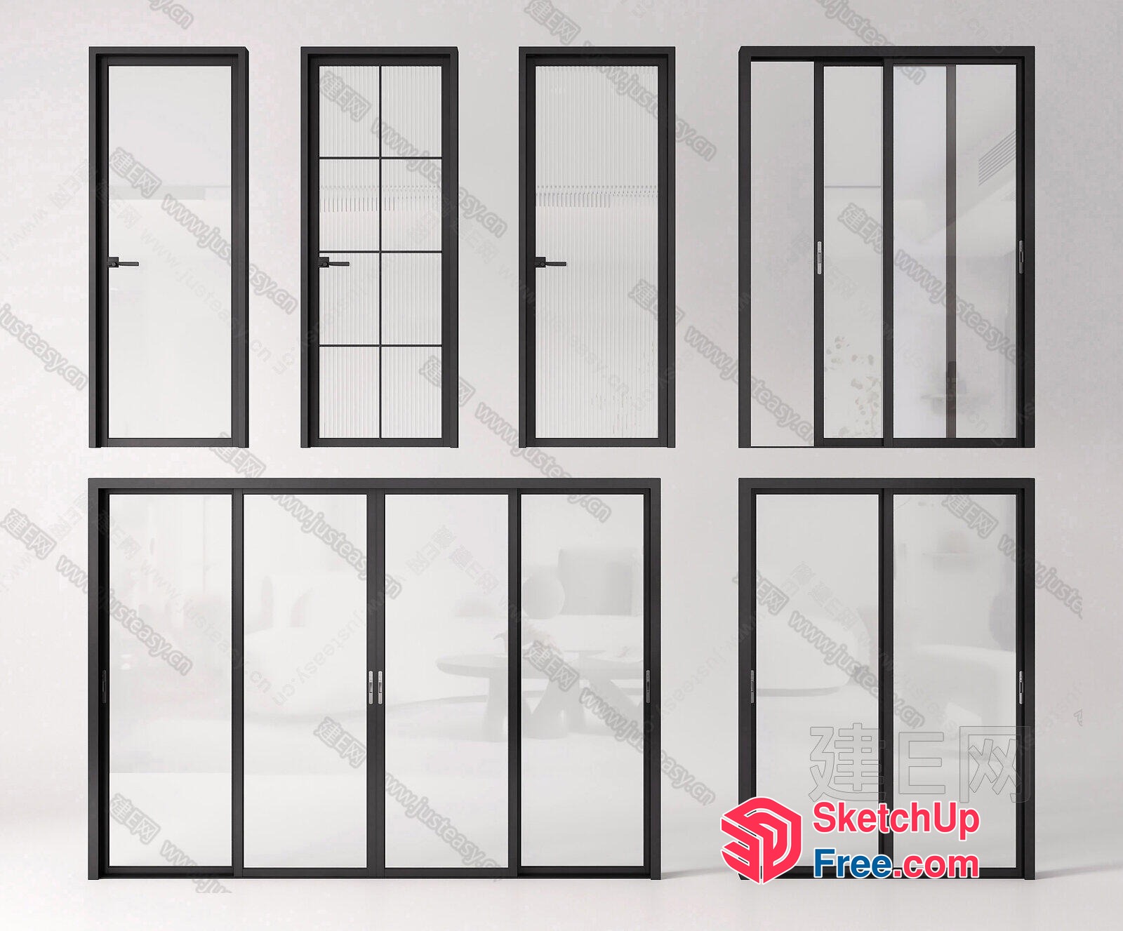 Glass Door And Window Collection 3D SketchUp File