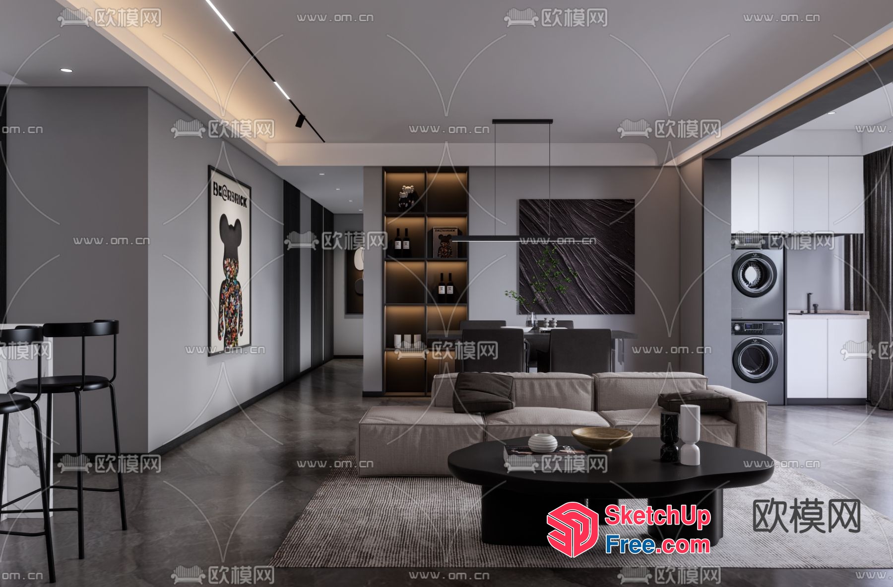 Modern Minimalist Living Room With Sleek Furniture 3D SketchUp File