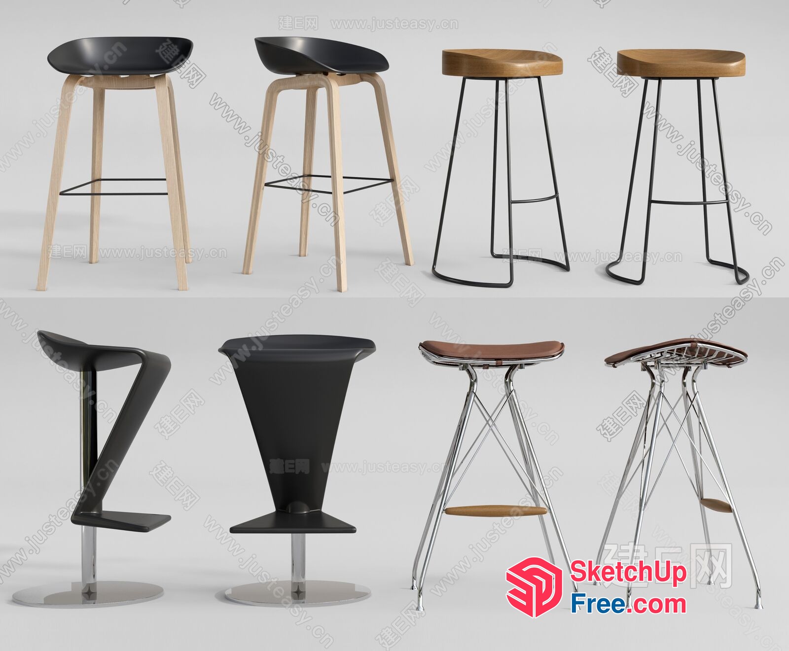 Modern Bar Stools Collection 3D SketchUp File