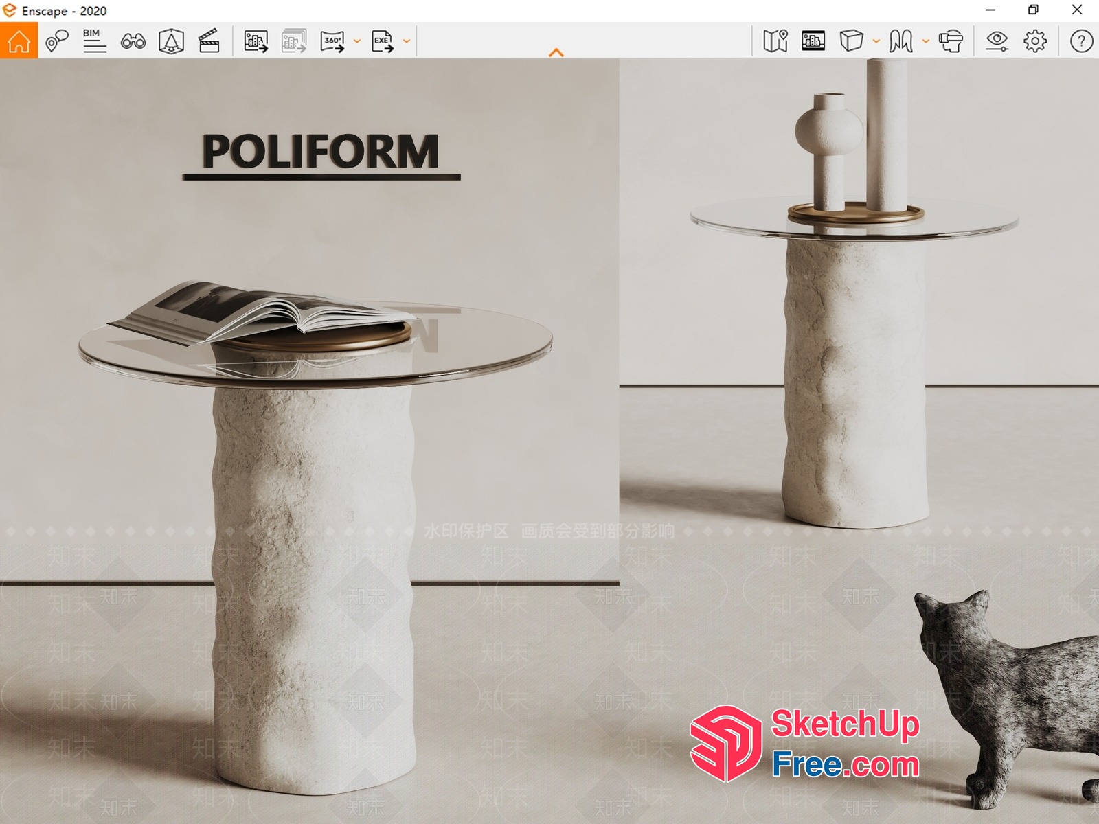 Poliform Pillar Table 3D SketchUp File