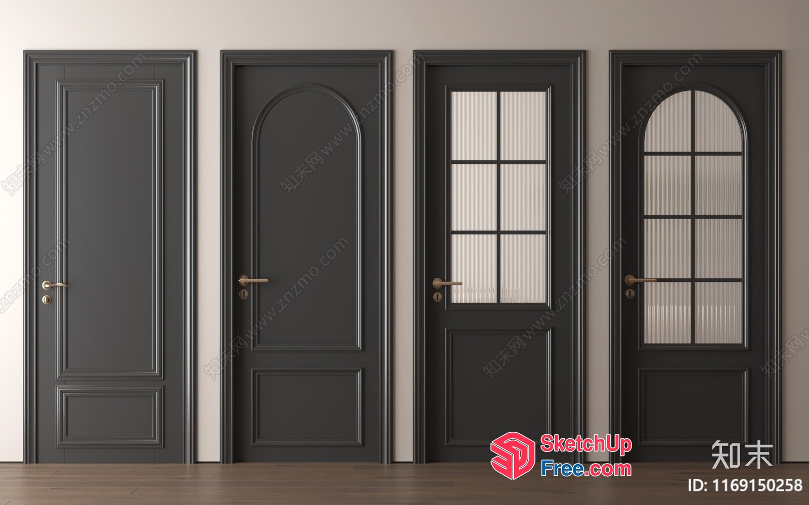 Black Door And Window Set 3D SketchUp File