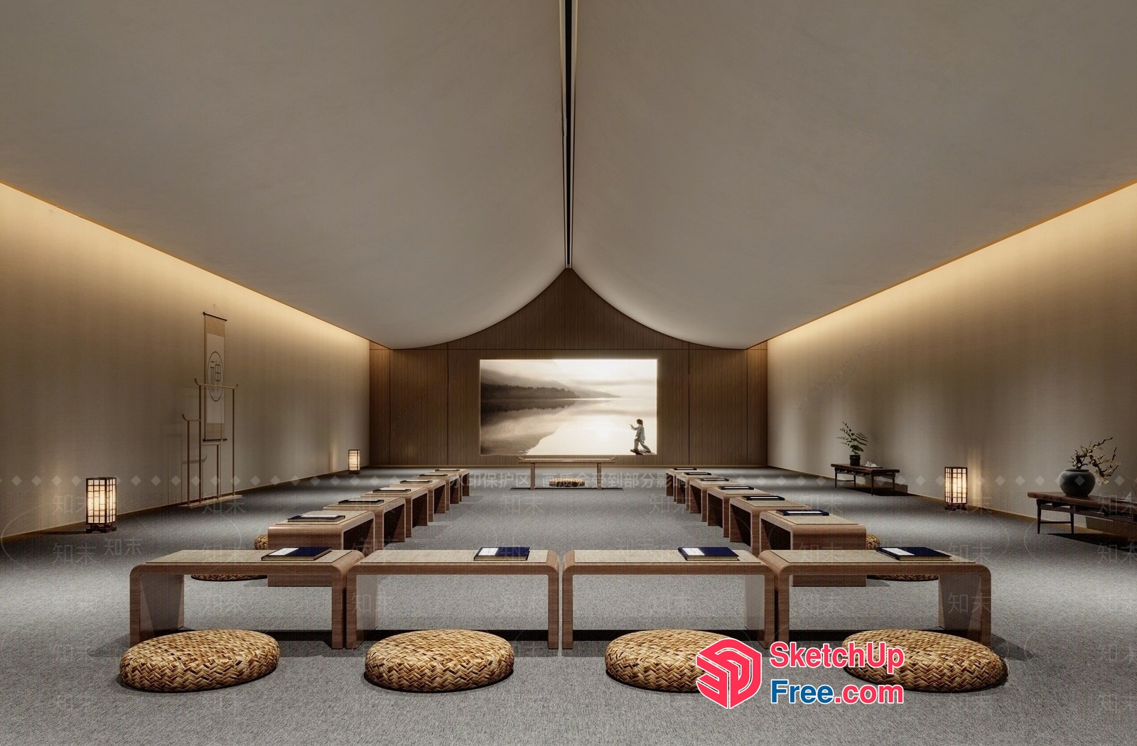 Elegant Minimalist Meditation Room 3D SketchUp File