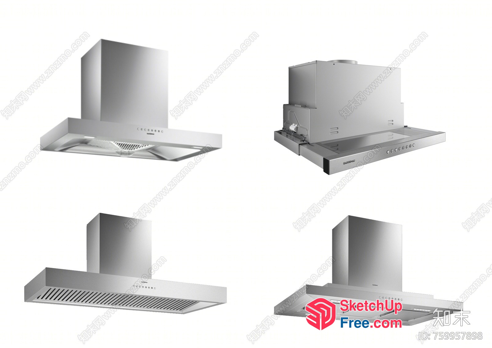 Silver Kitchen Range Hood 3D SketchUp File