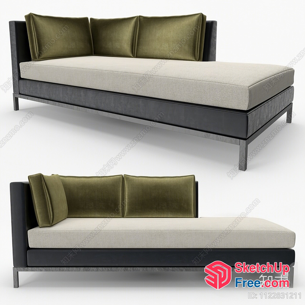 Modern Sofa With Green And Gray Upholstery 3D SketchUp File