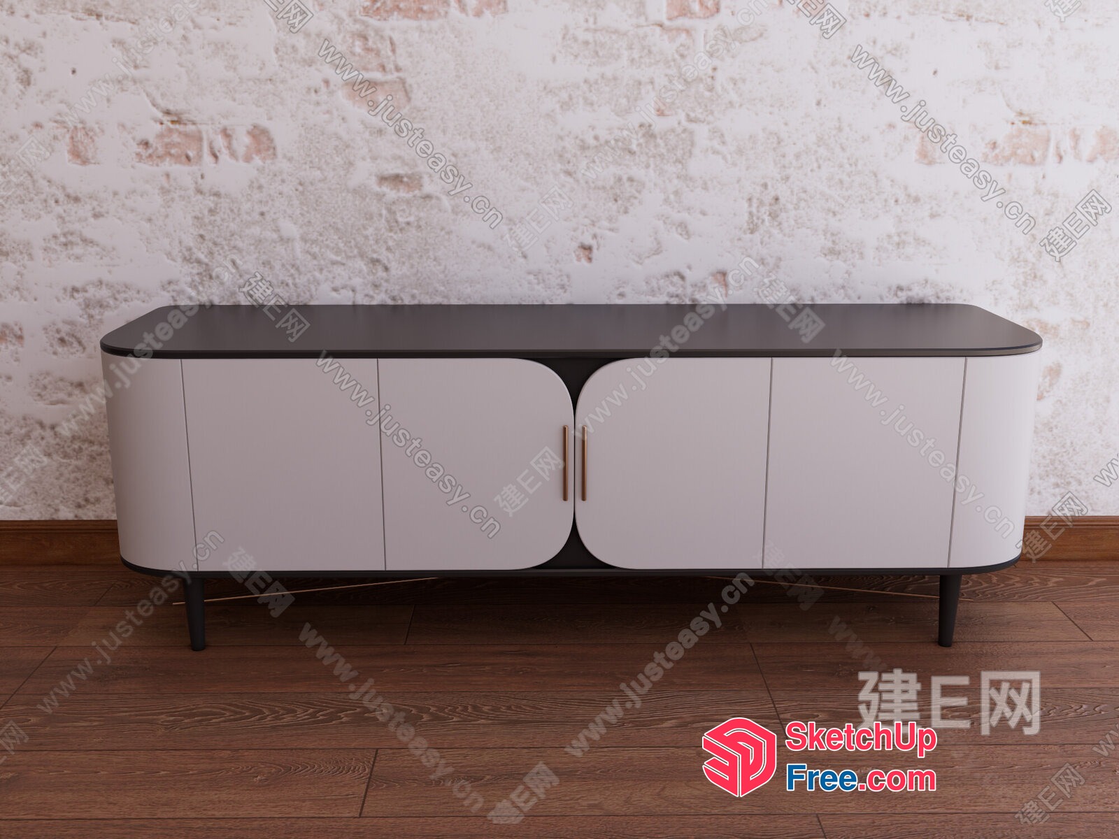 Modern Sideboard With Sleek Design And Elegant Hardware 3D SketchUp File