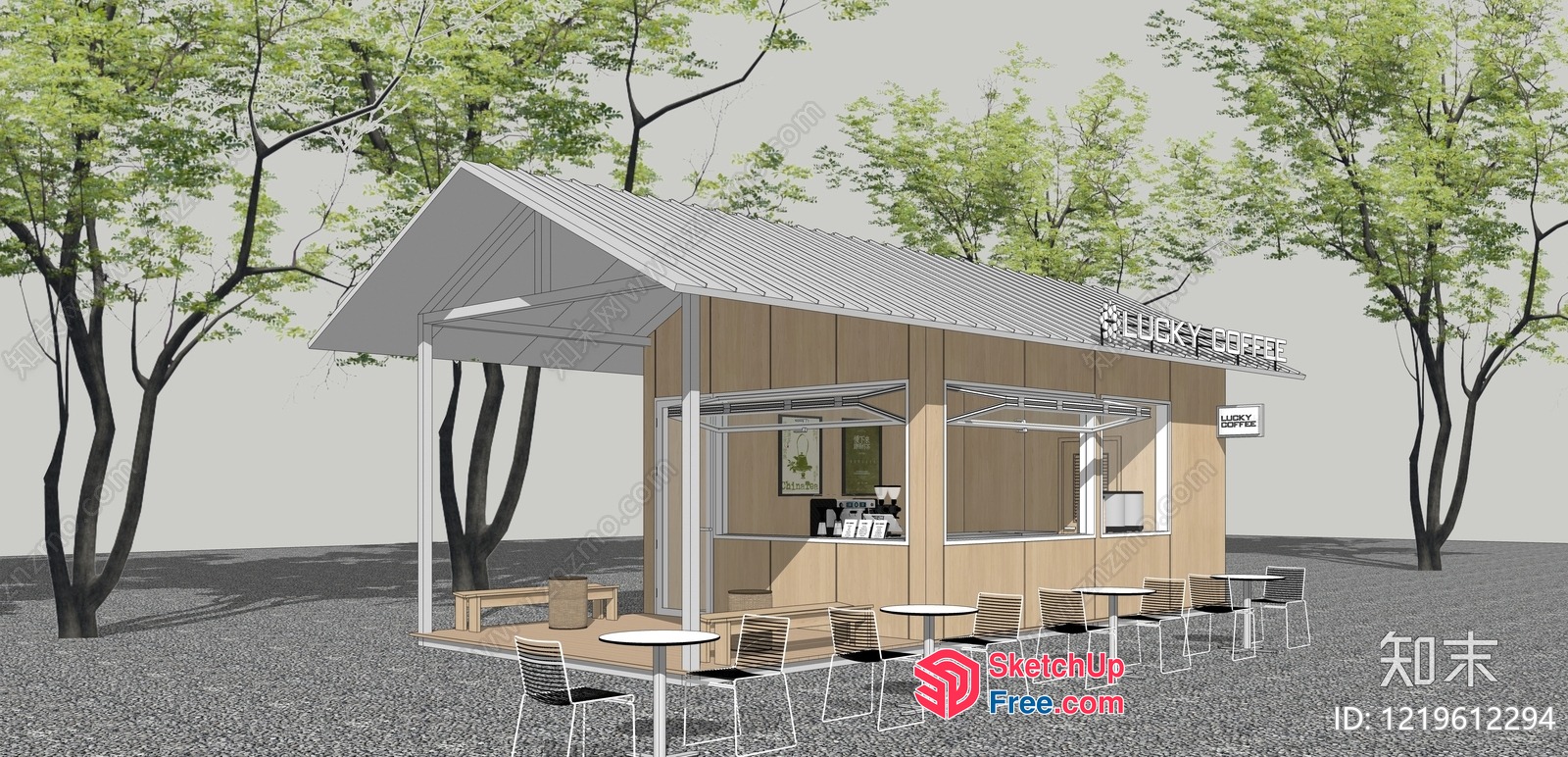 A Cozy Outdoor Coffee Shop 3D SketchUp File
