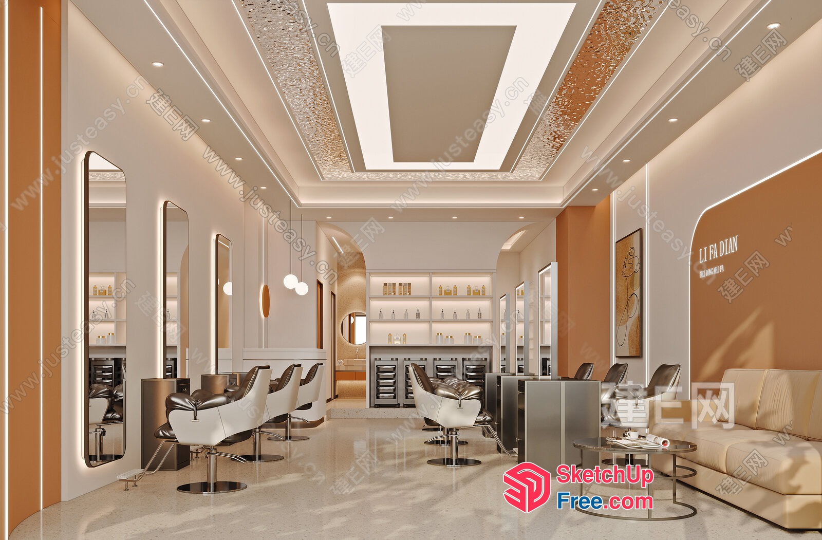 Modern Salon Interior With Sleek Furniture And Decor 3D SketchUp File
