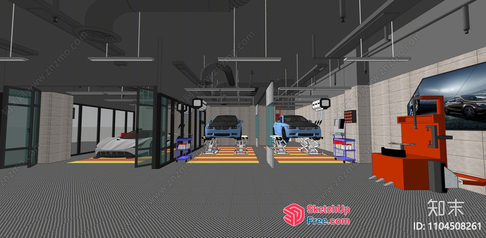 Modern Car Garage Interior Design 3D SketchUp File