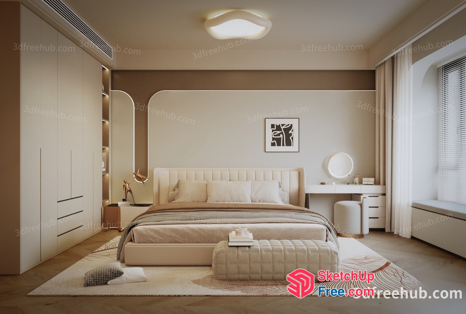 Modern Minimalist Bedroom Interior Design 3D SketchUp File