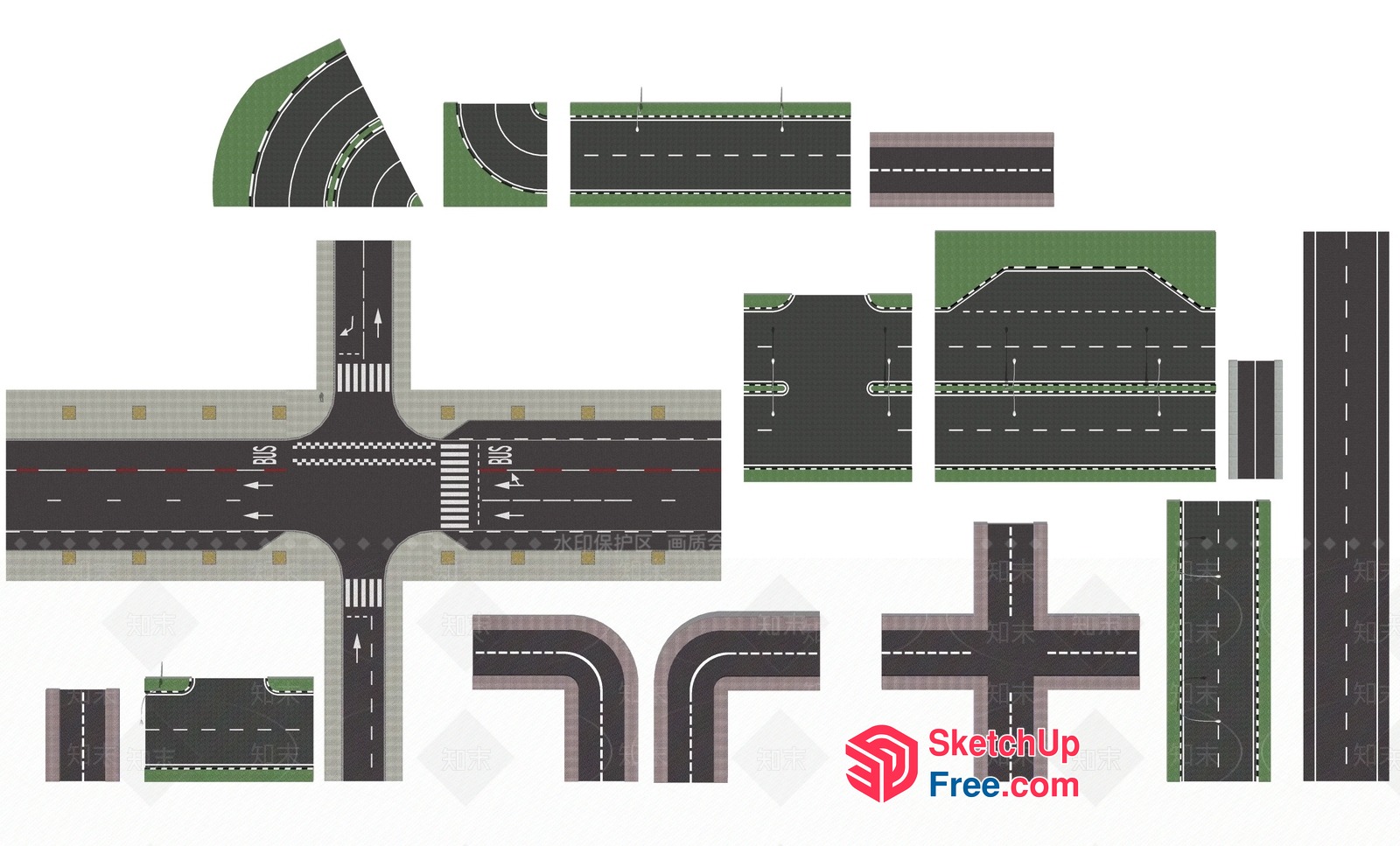 Roadway Intersection Plan 3D SketchUp File