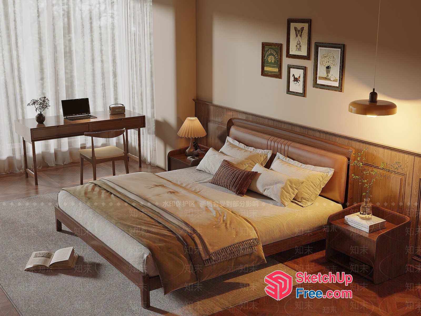 Elegant Bedroom With Classic Style Furniture And Natural Light 3D SketchUp File