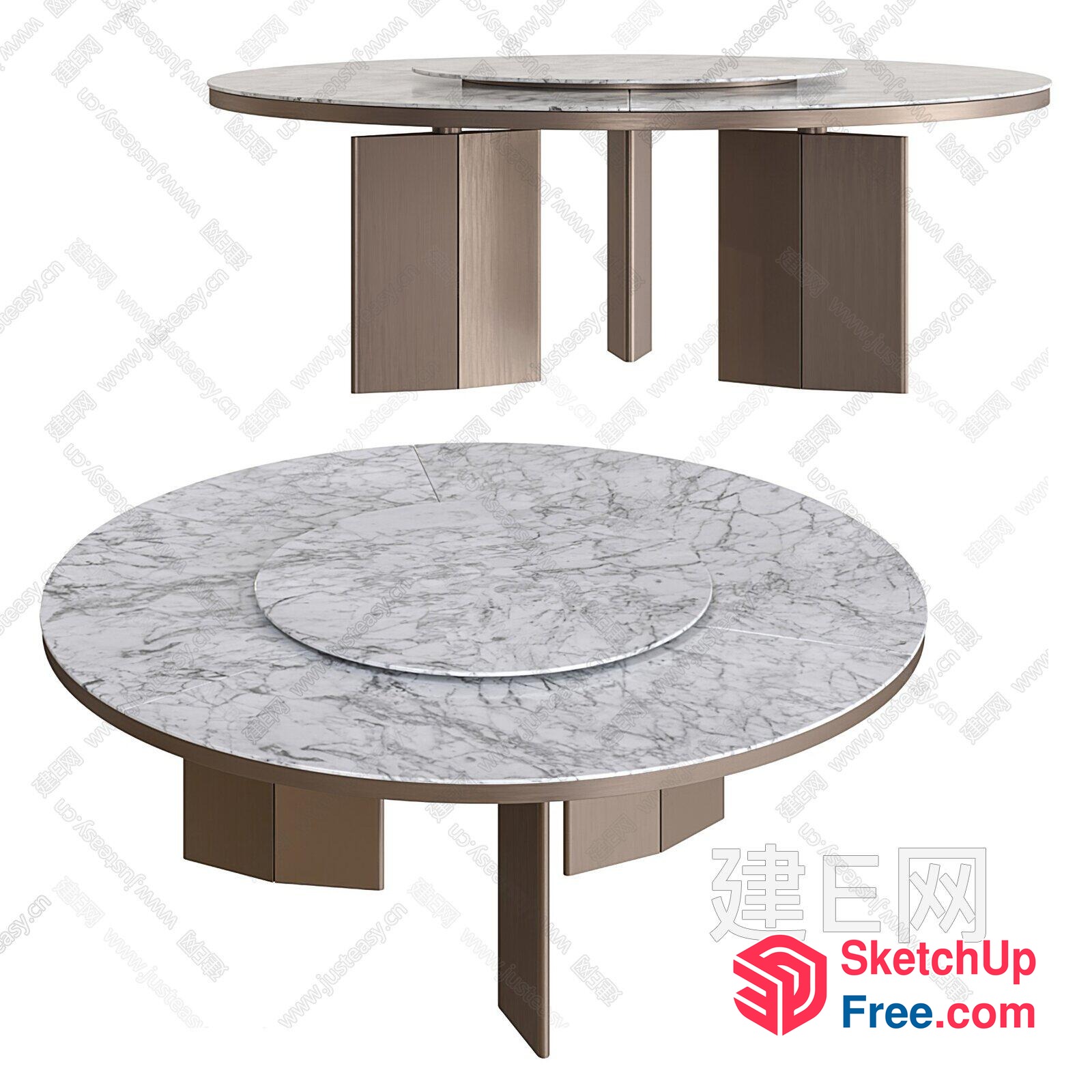 Round Marble Dining Table Set With Extension 3D SketchUp File