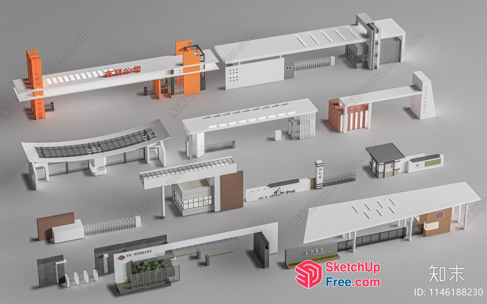 3D Model Of A Commercial Street With Various Buildings And Shops 3D SketchUp File