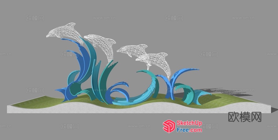 Ocean-Inspired Modern Sculptural Installation 3D SketchUp File