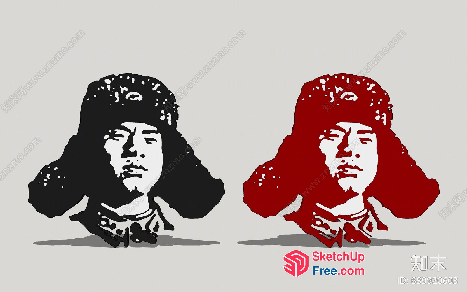 Two Individuals Wearing Winter Headgear 3D SketchUp File