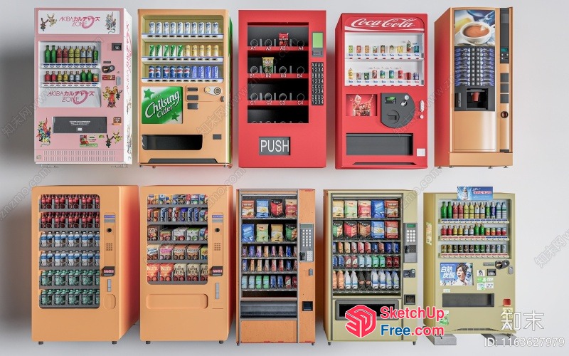 Vending Machines For Beverages And Snacks 3D SketchUp File