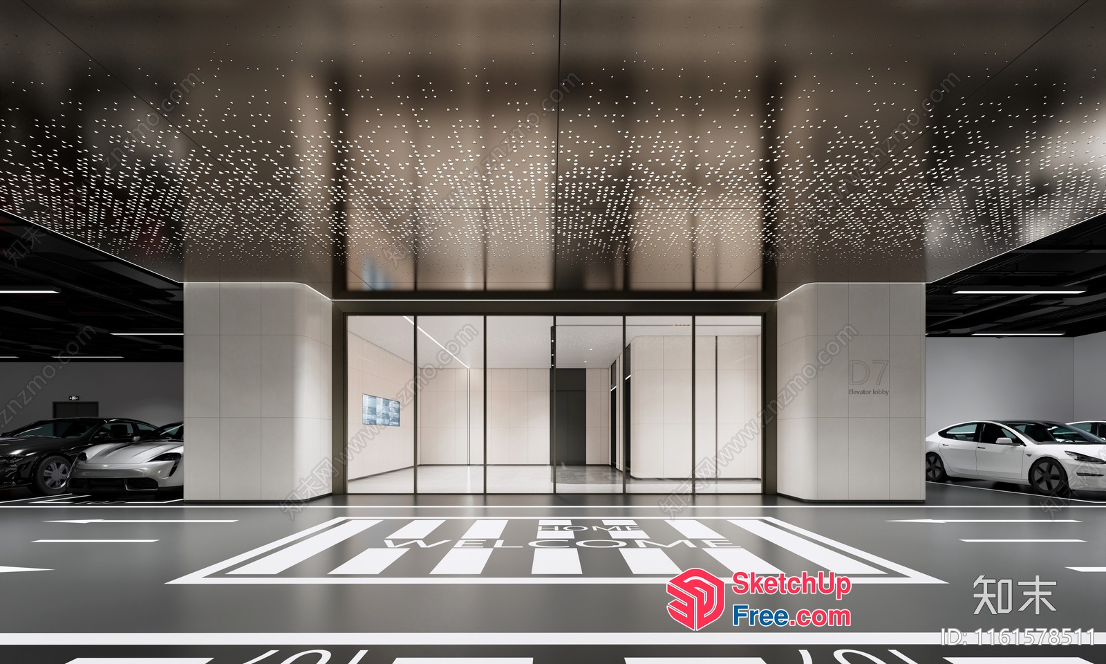 Modern Parking Garage With Sleek Glass Walls And High Ceilings 3D SketchUp File