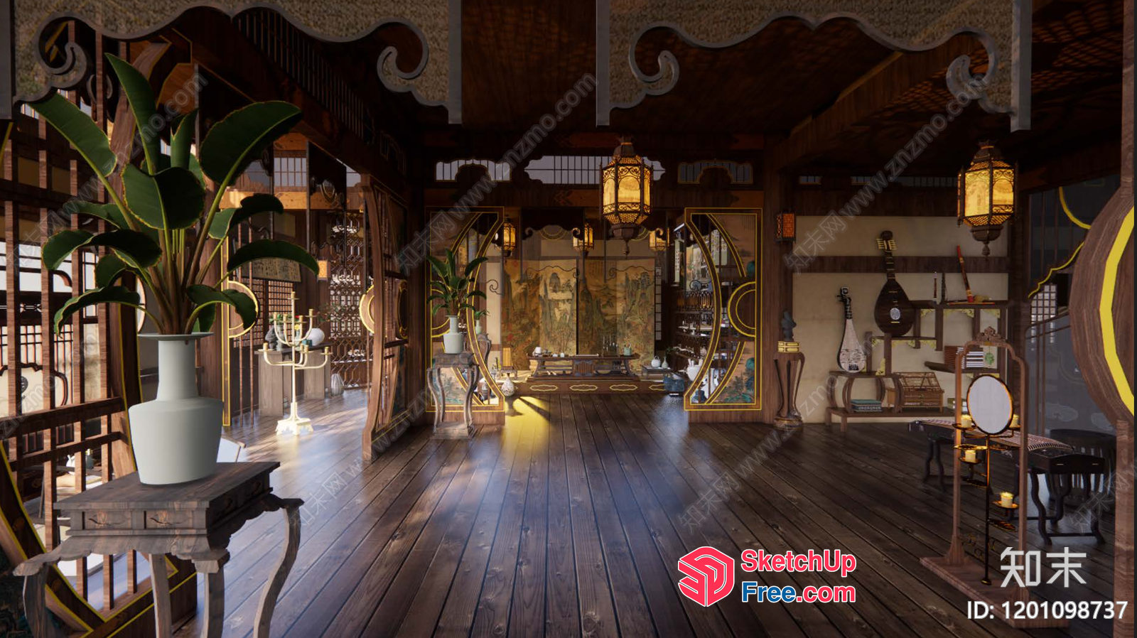Traditional Asian Interior Design 3D SketchUp File