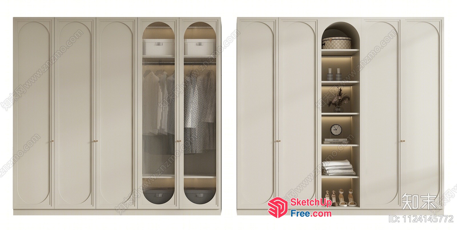 Modern Creamy Style Wardrobe 3D SketchUp File