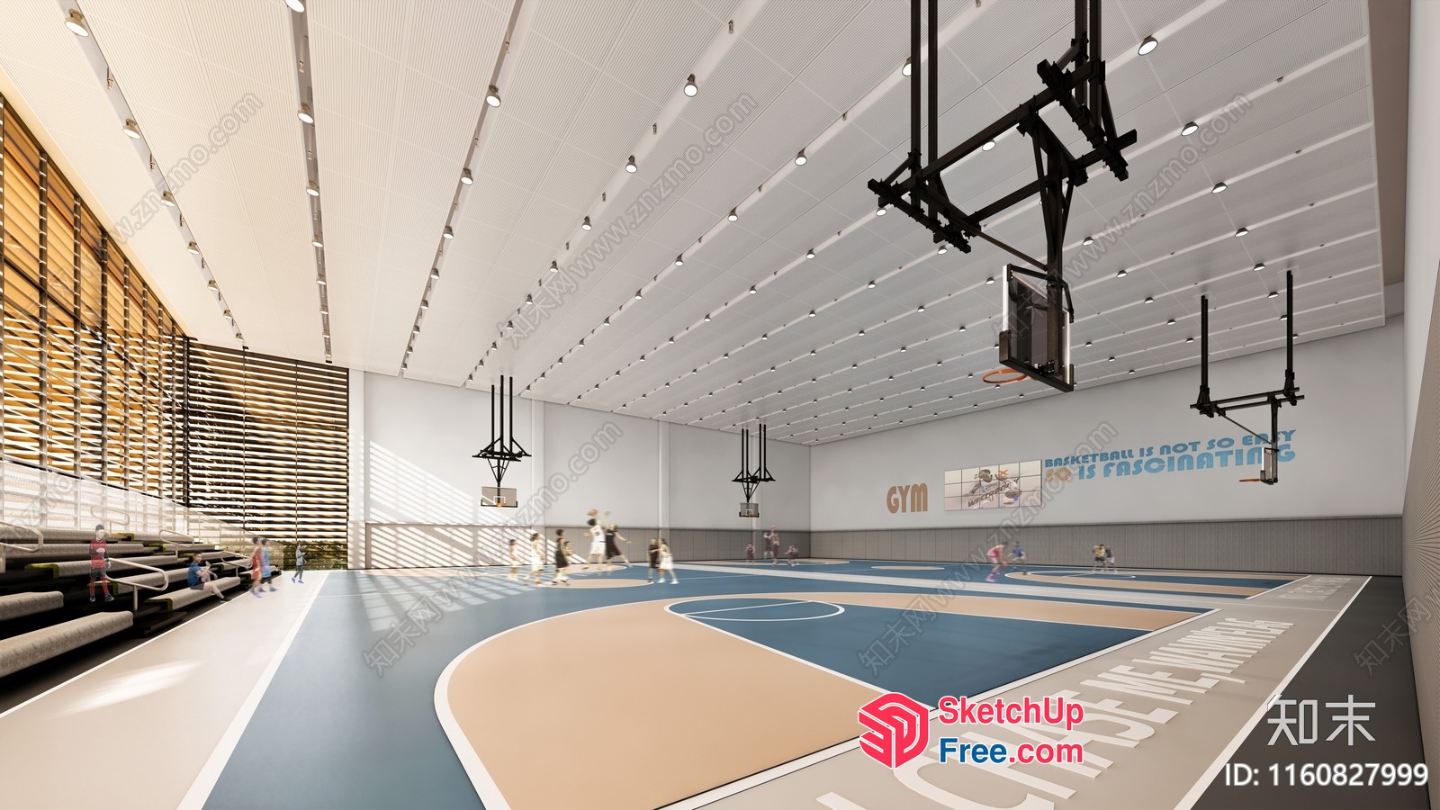 Modern Gymnasium With Basketball Court 3D SketchUp File