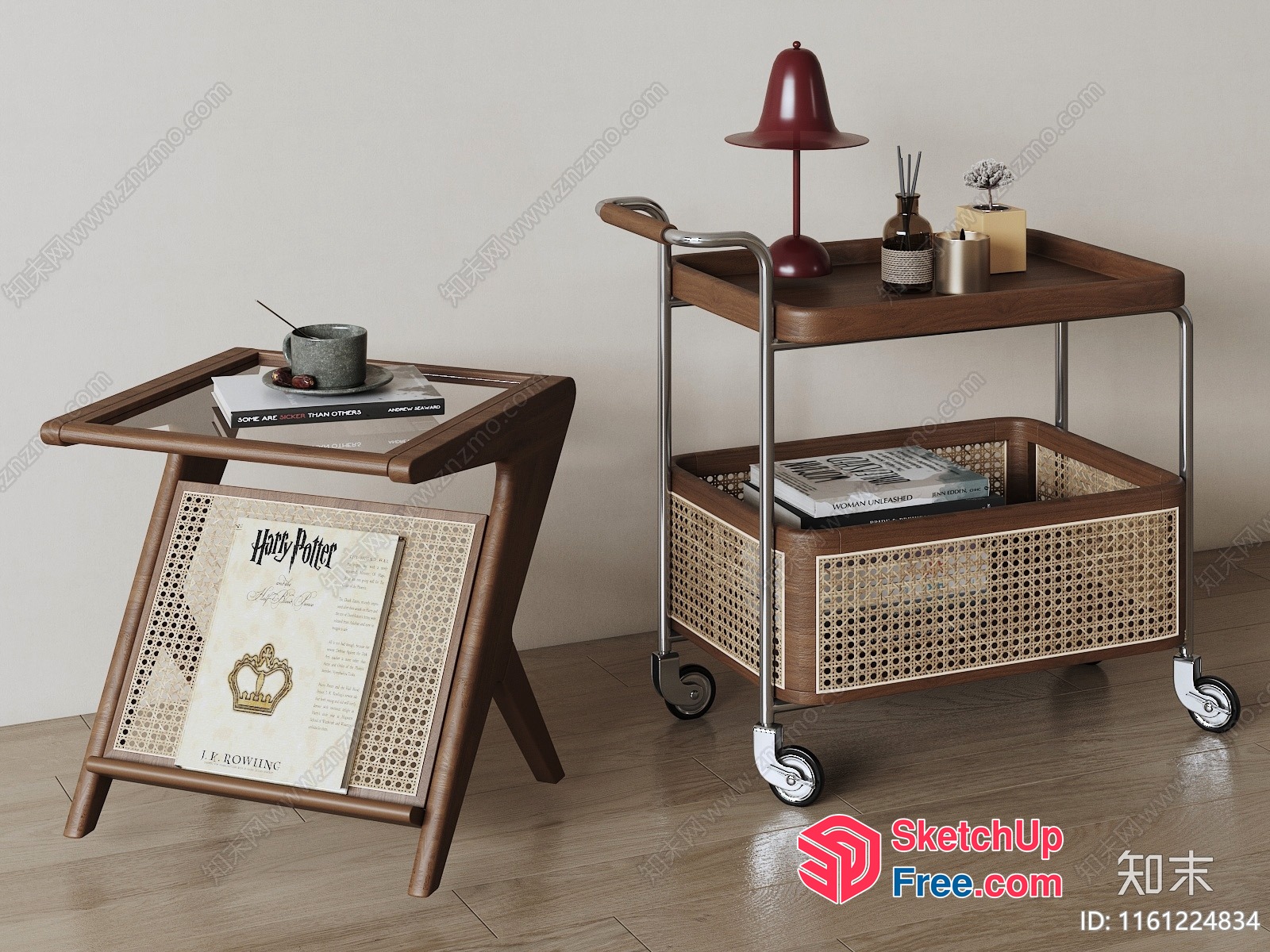 Vintage Style Wood And Rattan Furniture 3D SketchUp File