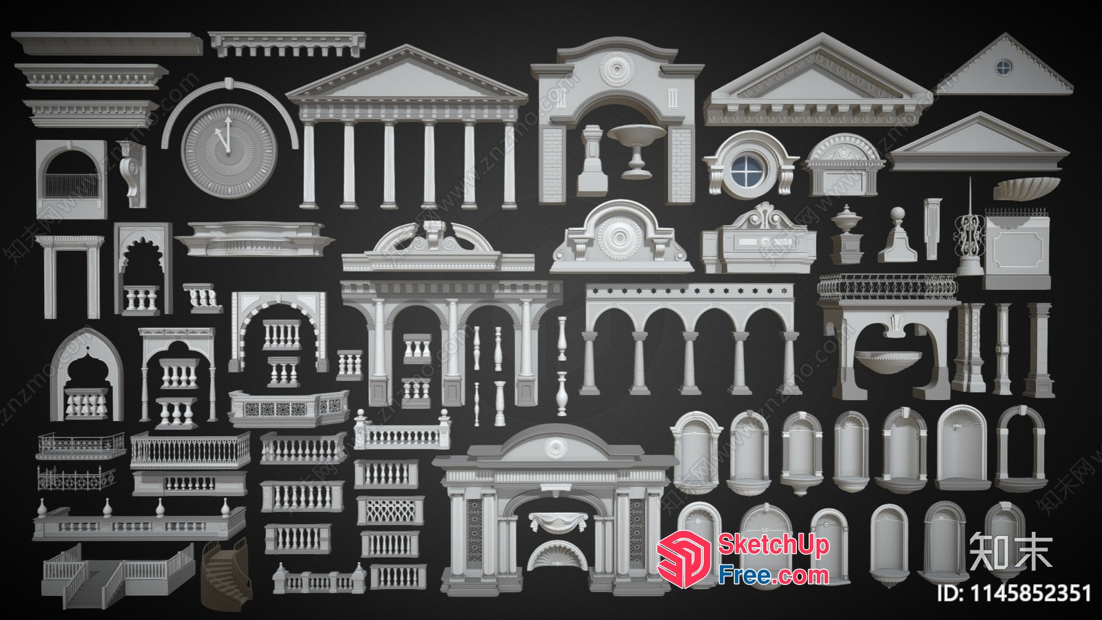Ornate Architectural Elements Collection 3D SketchUp File