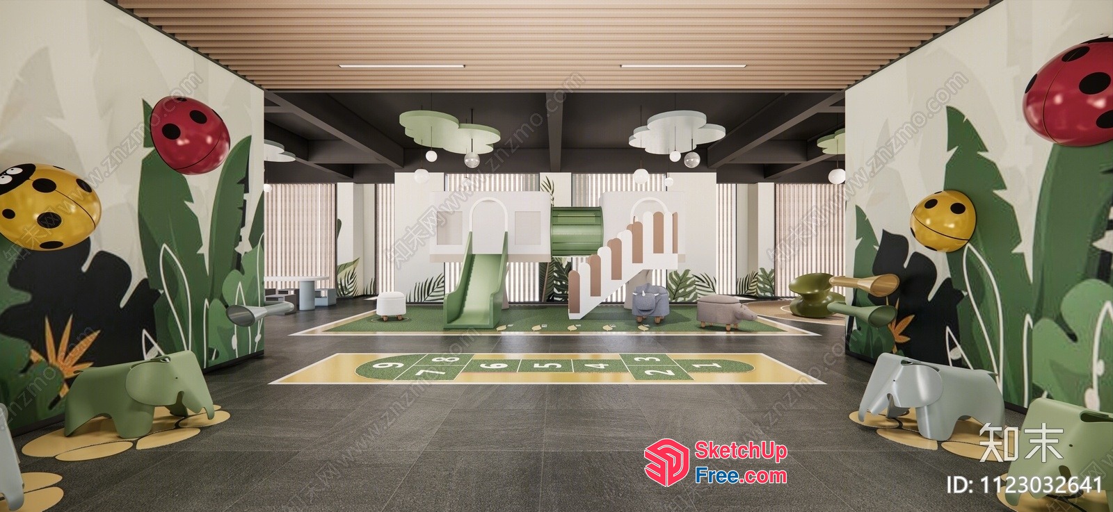 Colorful Playful Modern Children'S Playground 3D SketchUp File