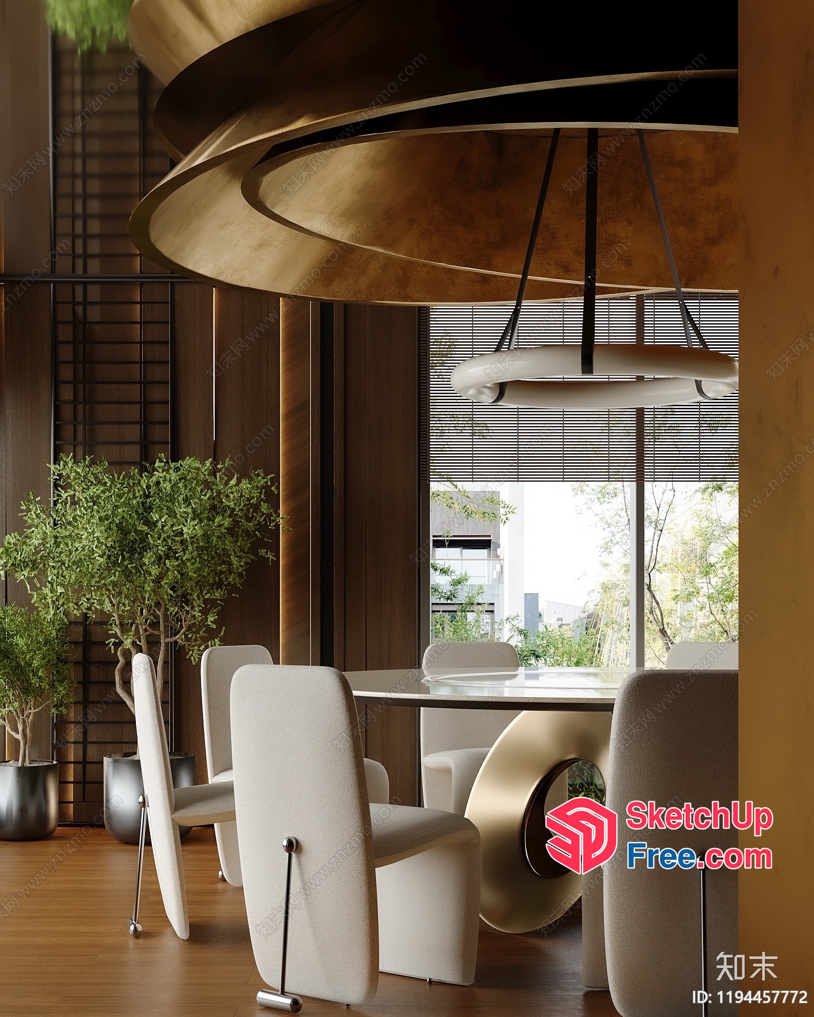 Modern Minimalist Dining Room With Unique Lighting 3D SketchUp File