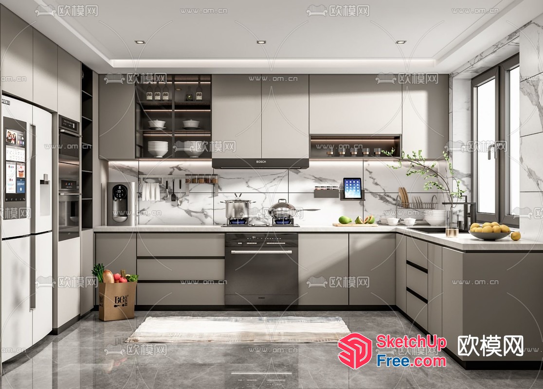 Modern Kitchen Interior With Sleek Appliances And Fresh Produce 3D SketchUp File