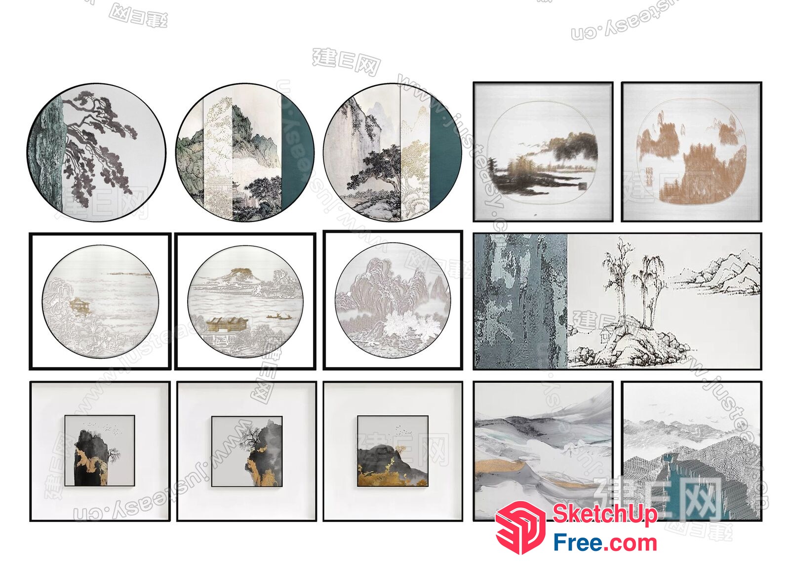 Asian-Inspired Wall Art Collection 3D SketchUp File
