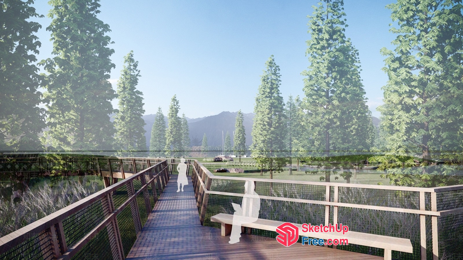 Serene Woodland Bridge Walkway 3D SketchUp File