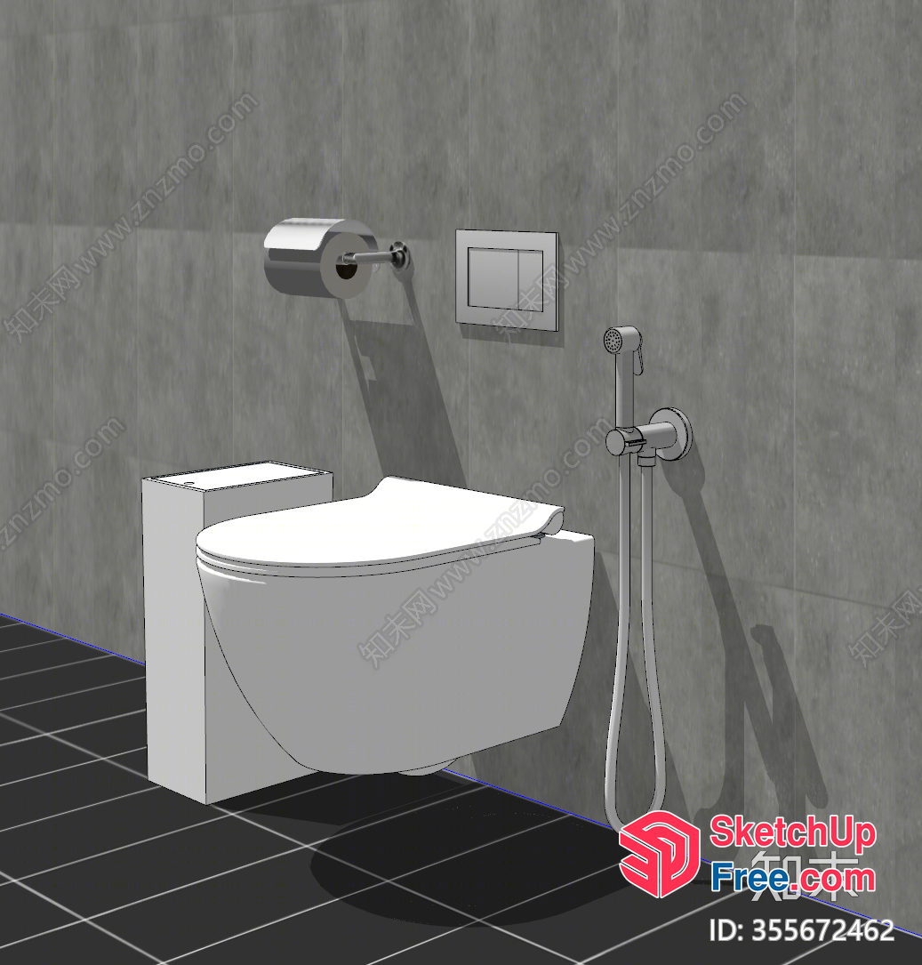 Modern Bathroom Interior With White Toilet And Sink 3D SketchUp File