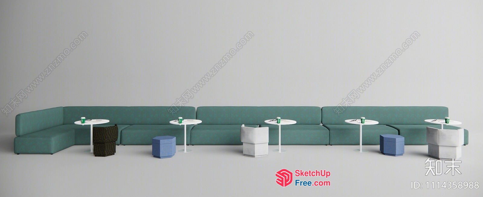 Modern L-Shaped Sofa With Small Tables 3D SketchUp File