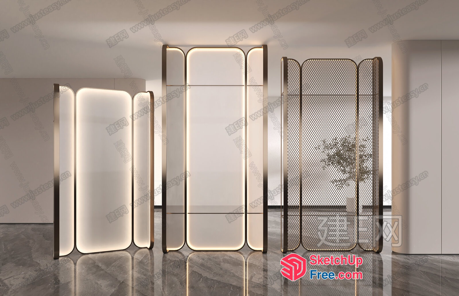 Elegant Partition Screen With Soft Lighting 3D SketchUp File