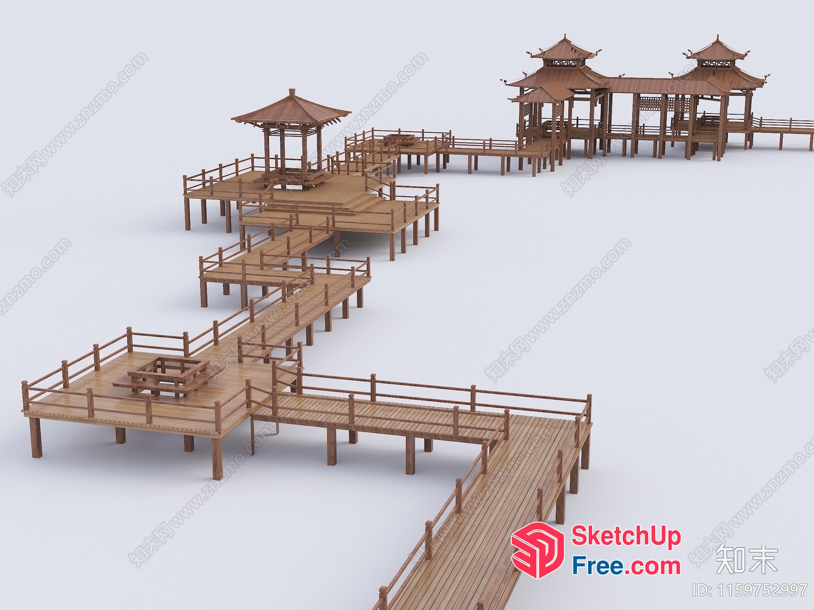 Wooden Platform Structures With Gazebos 3D SketchUp File