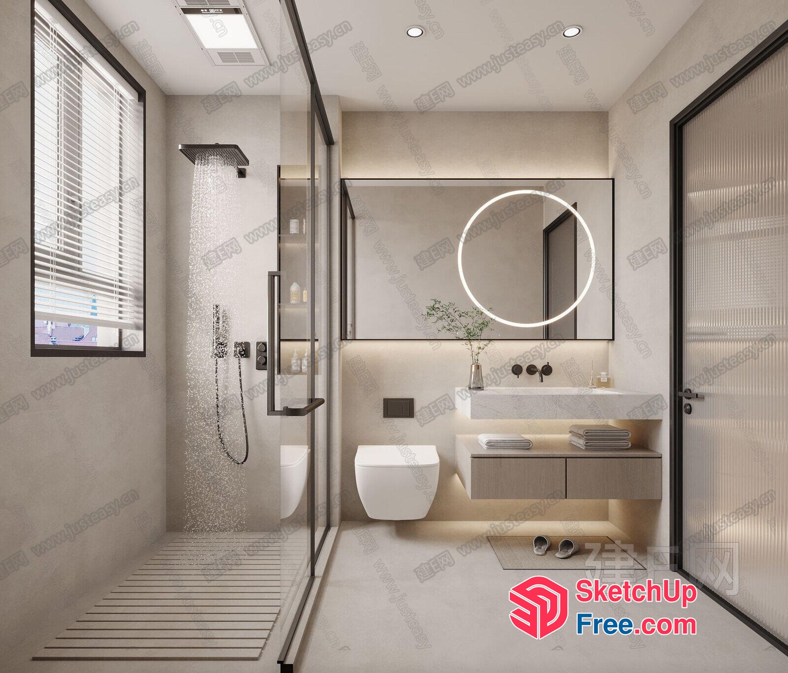 Modern Bathroom With Sleek White Fixtures 3D SketchUp File