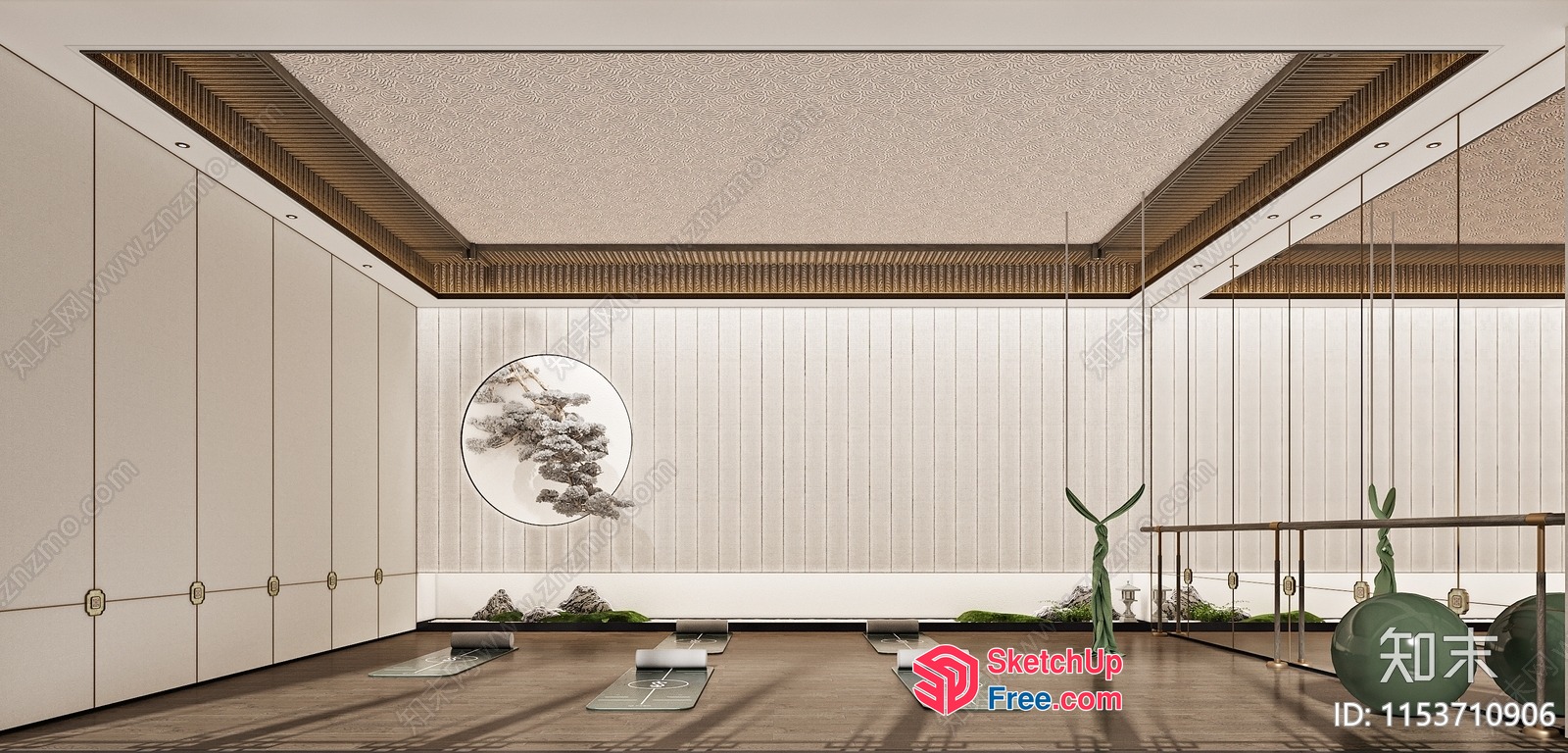 Japanese Minimalist Yoga Room 3D SketchUp File