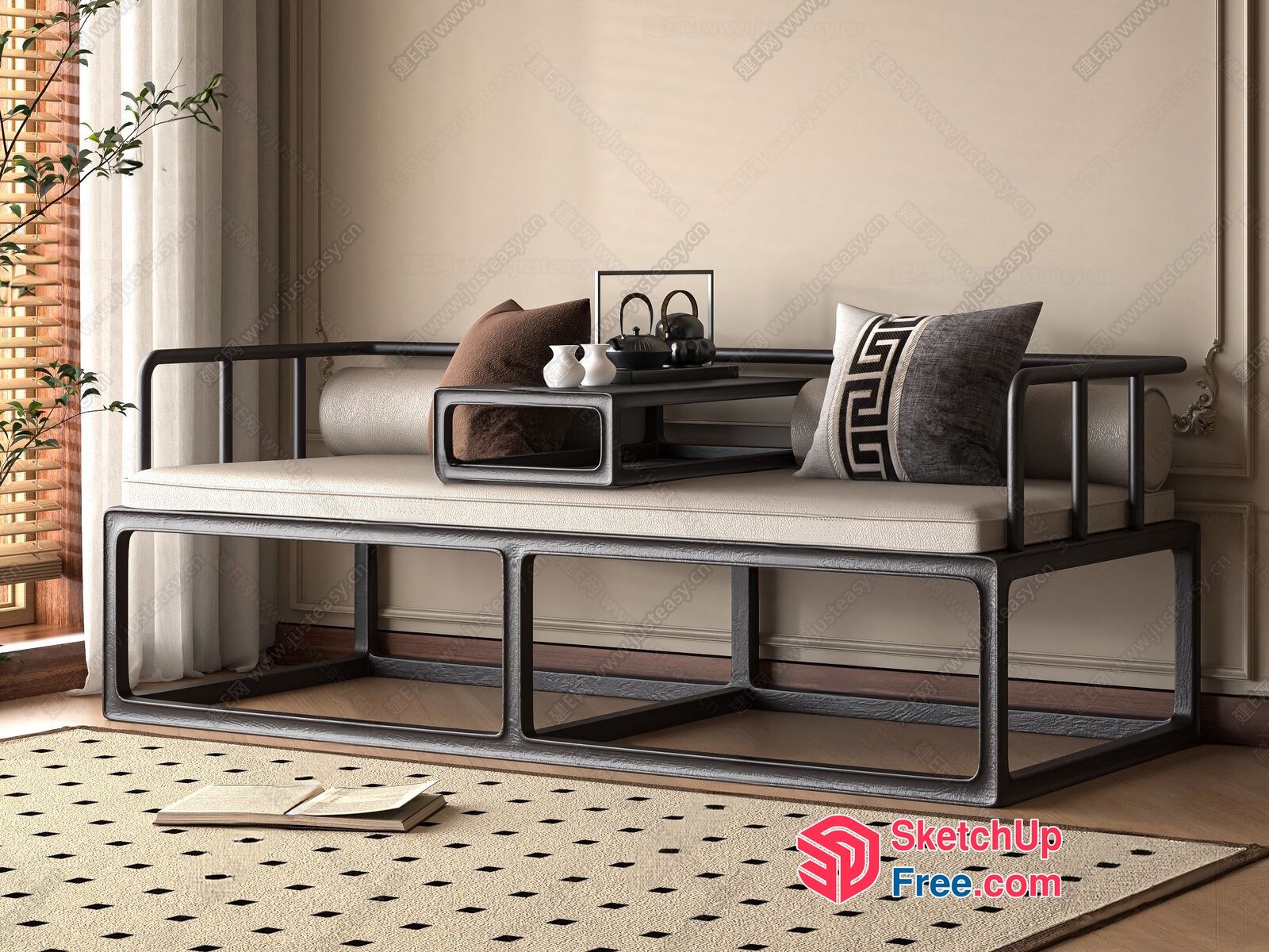 Modern Minimalist Living Room Interior With Daybed 3D SketchUp File