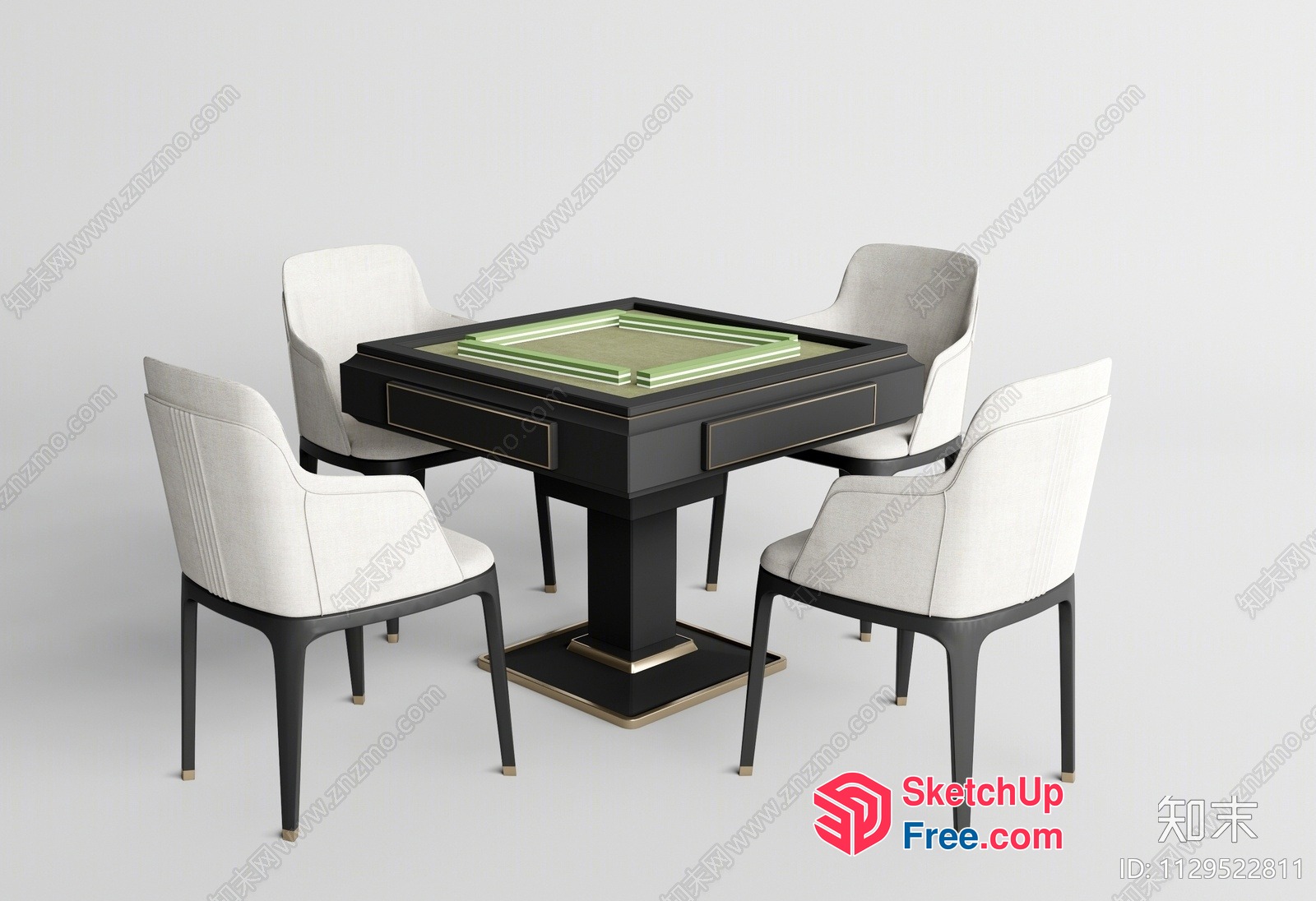 Square Table And Four Chairs 3D SketchUp File