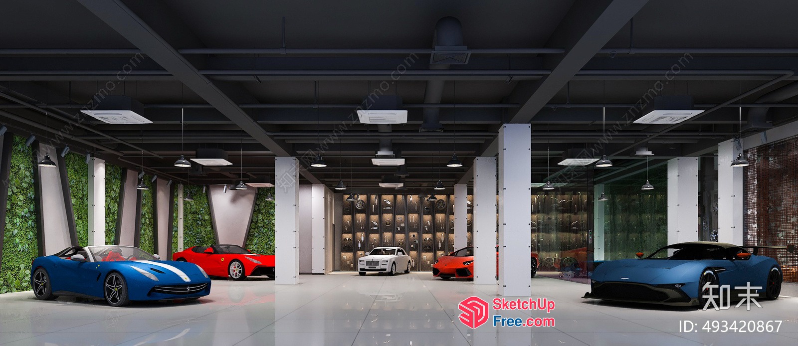 Luxurious Modern Garage Interior 3D SketchUp File