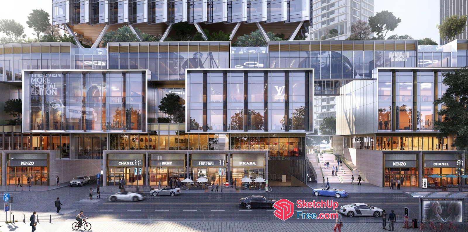 Modern Commercial Street Cladding 3D SketchUp File