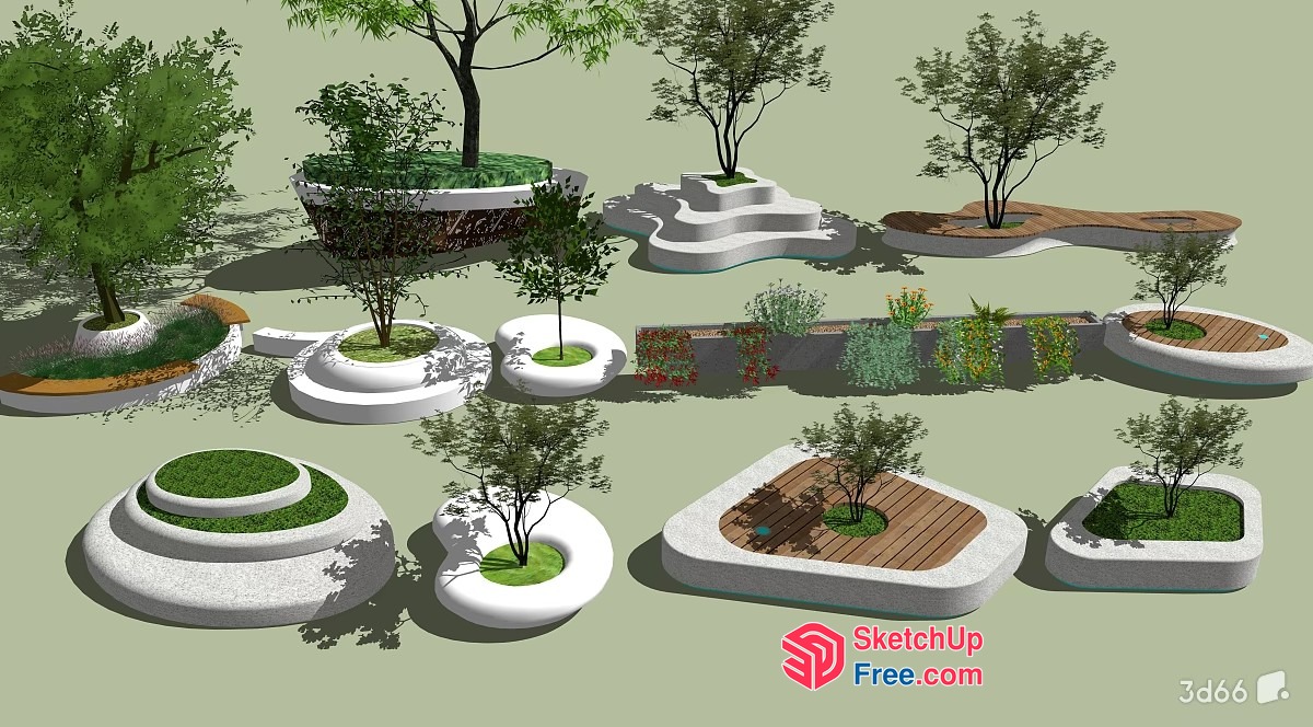 Modern Outdoor Landscape Furniture Collection 3D SketchUp File
