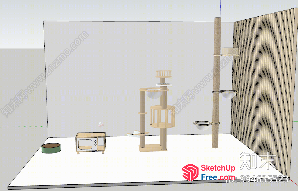 Modern Minimalist Cat Tree And Furniture Set 3D SketchUp File