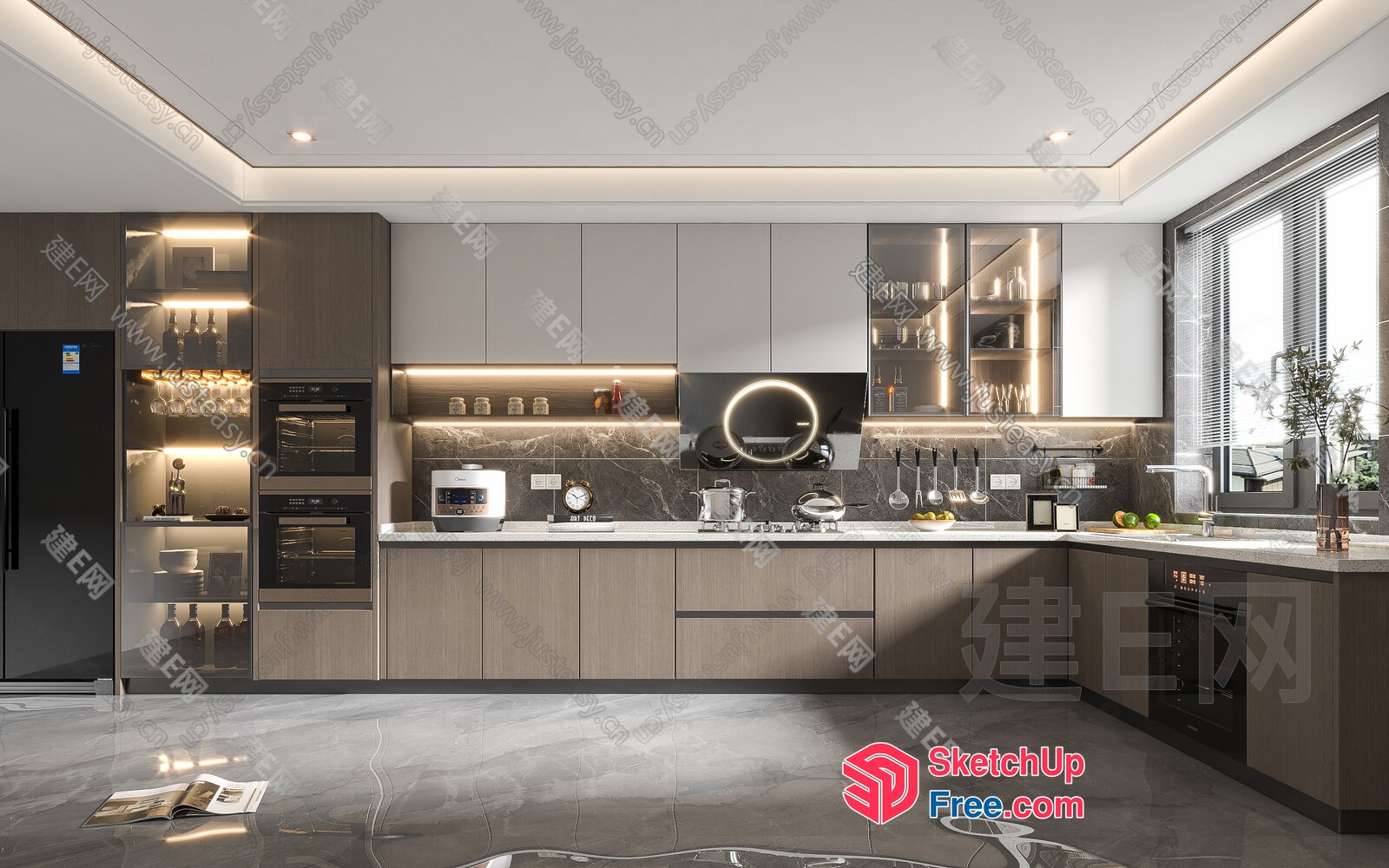 Modern Kitchen Interior With Sleek Lighting 3D SketchUp File